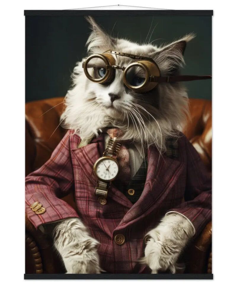 Schoolposter van een mannelijke LaPerm kat