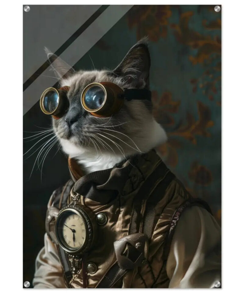 Acryl schilderij van een mannelijke Tonkinese kat