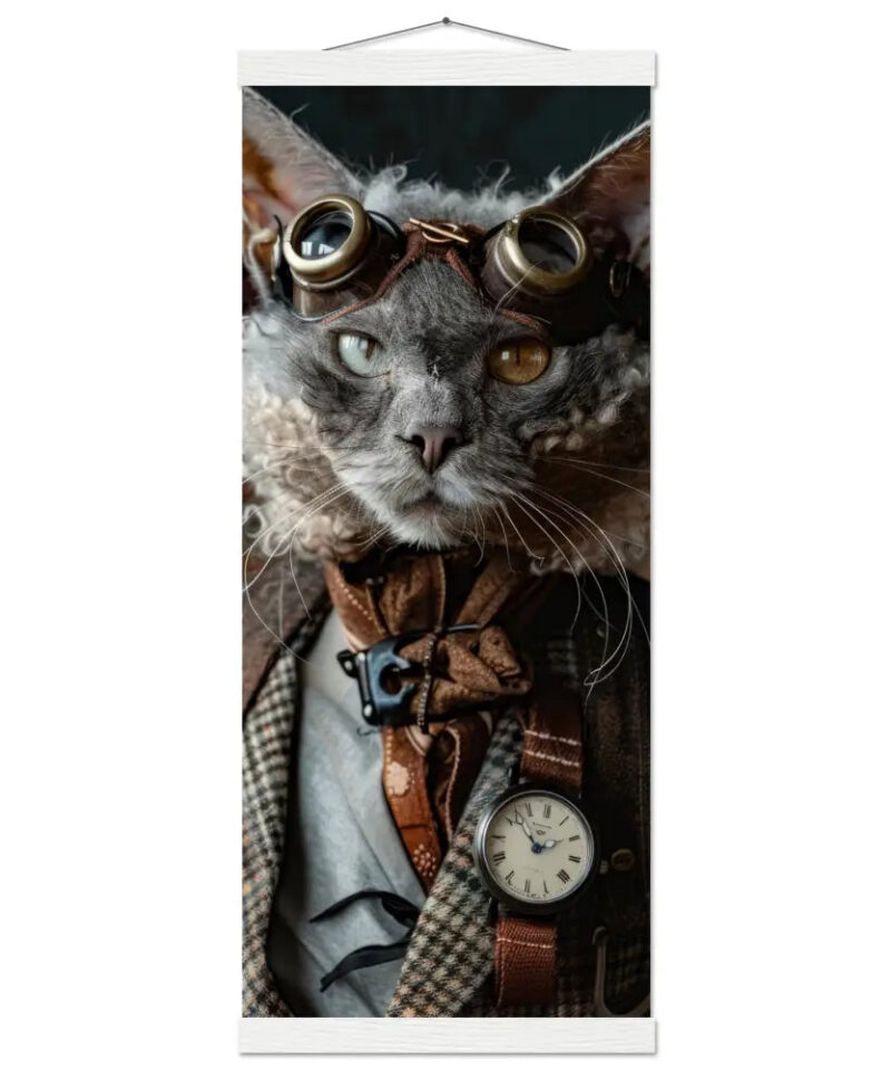 Schoolposter van een mannelijke Lykoi kat